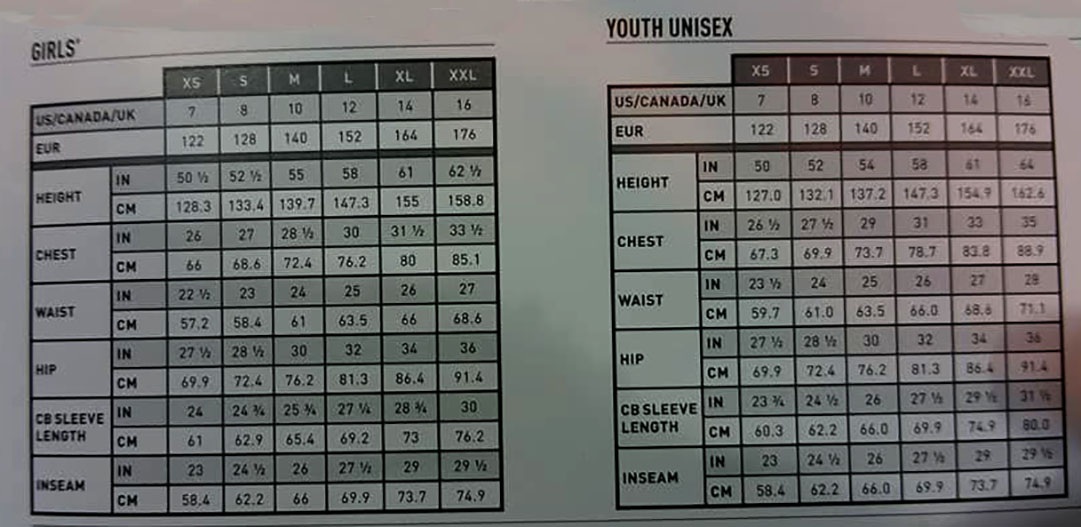 Ariat Youth Size Chart