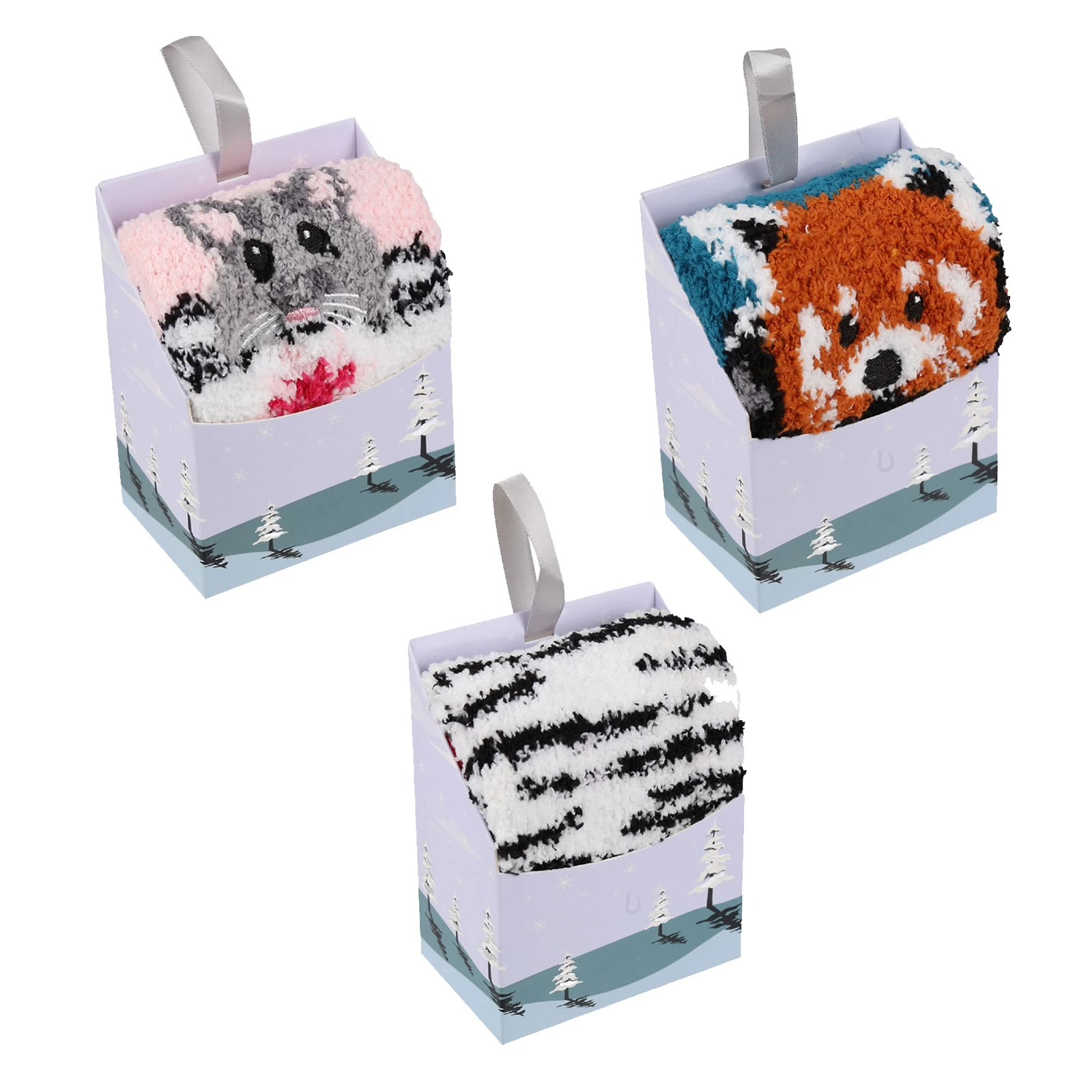 Sock Shop Wild Feet Fluffy Lounge Socks Pink Leopard, Zebra Stripe, Red Panda...